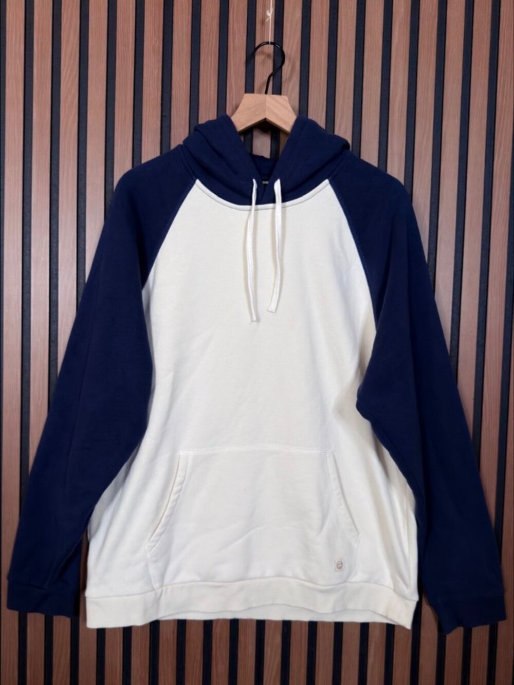 Marine Layer Sweater XL Blue White Fleece Colorblock Pullover Hoodie Cloud 9
